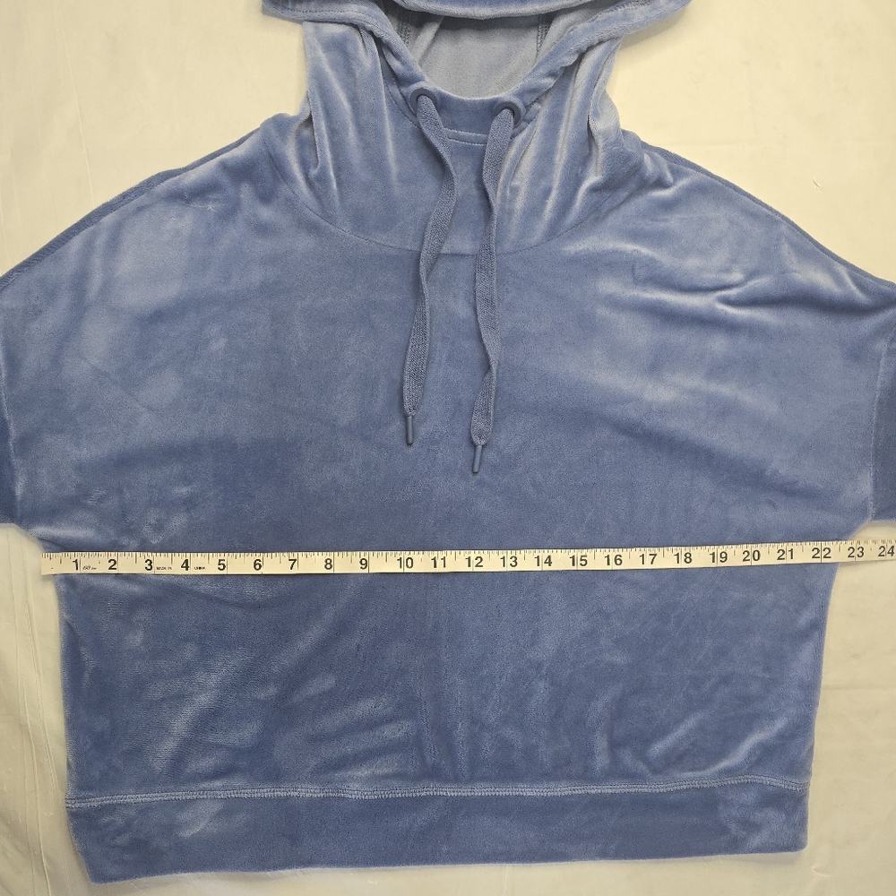 Offline by Aerie Velour Hoodie Blue Cropped Long Sleeve Relaxed Fit Athleisure M - Picture 9 of 12